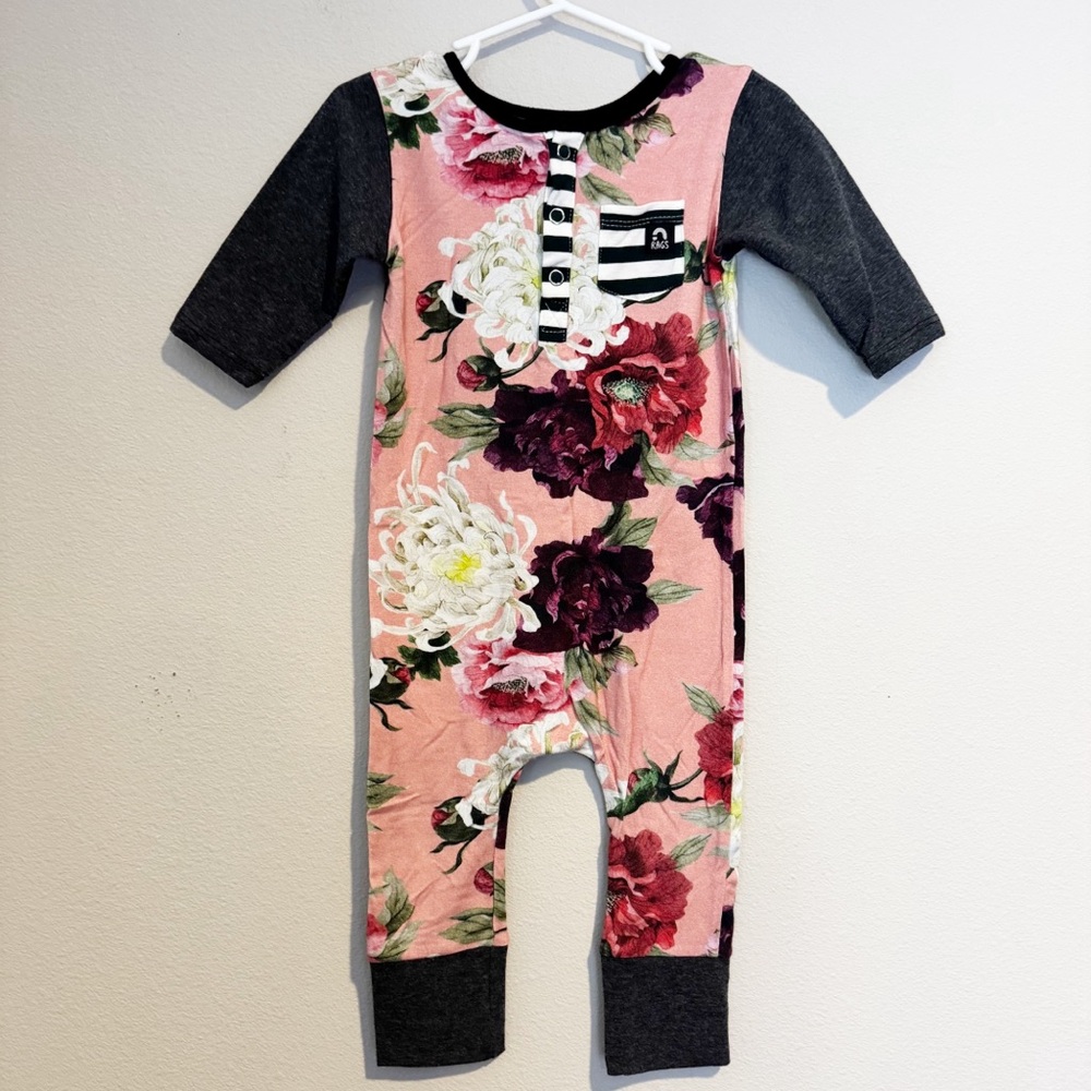 Rags Pink Floral Modal Henley Romper